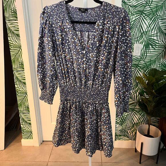 Rails Zana Floral Smocked Long Sleeve Mini Dress Size Medium - Picture 2 of 12